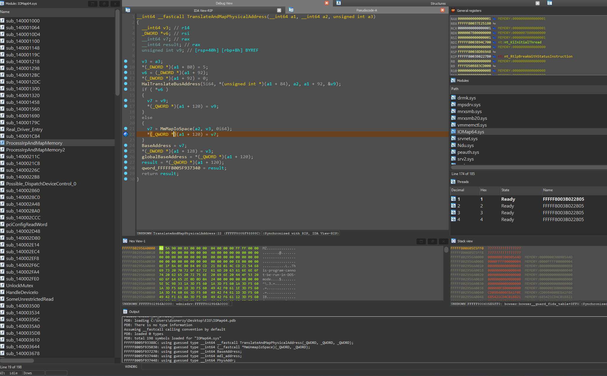 Breakpoint into the vulnerable function