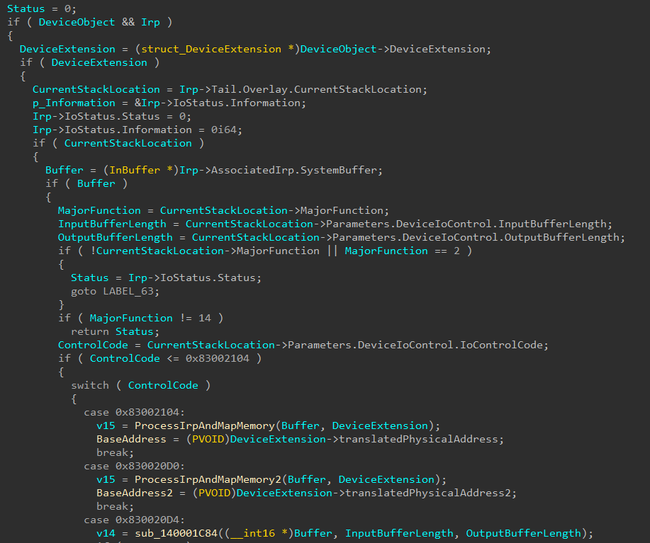 Function for IRPs handling